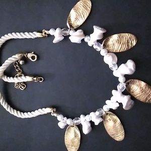 Gold Tone and Faux Shell Necklace